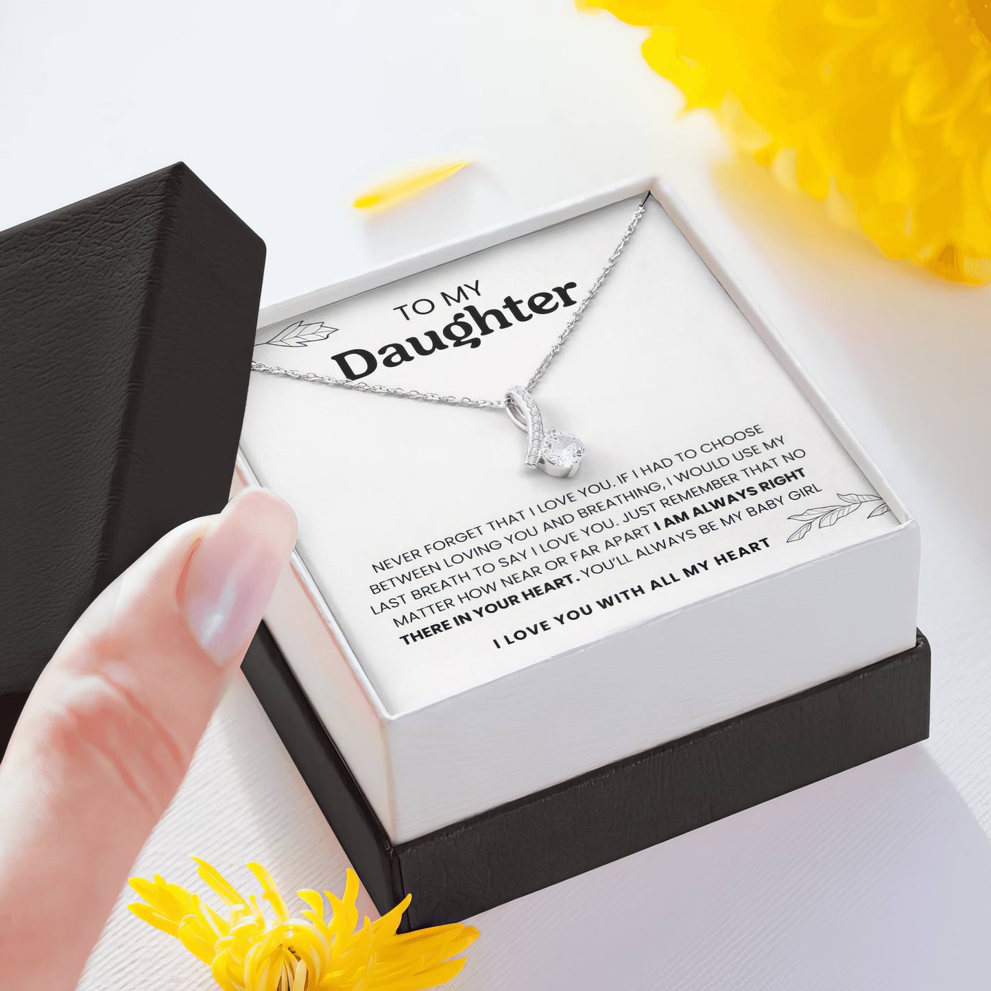 To My Daughter — Allure Ribbon Necklace Gift Box